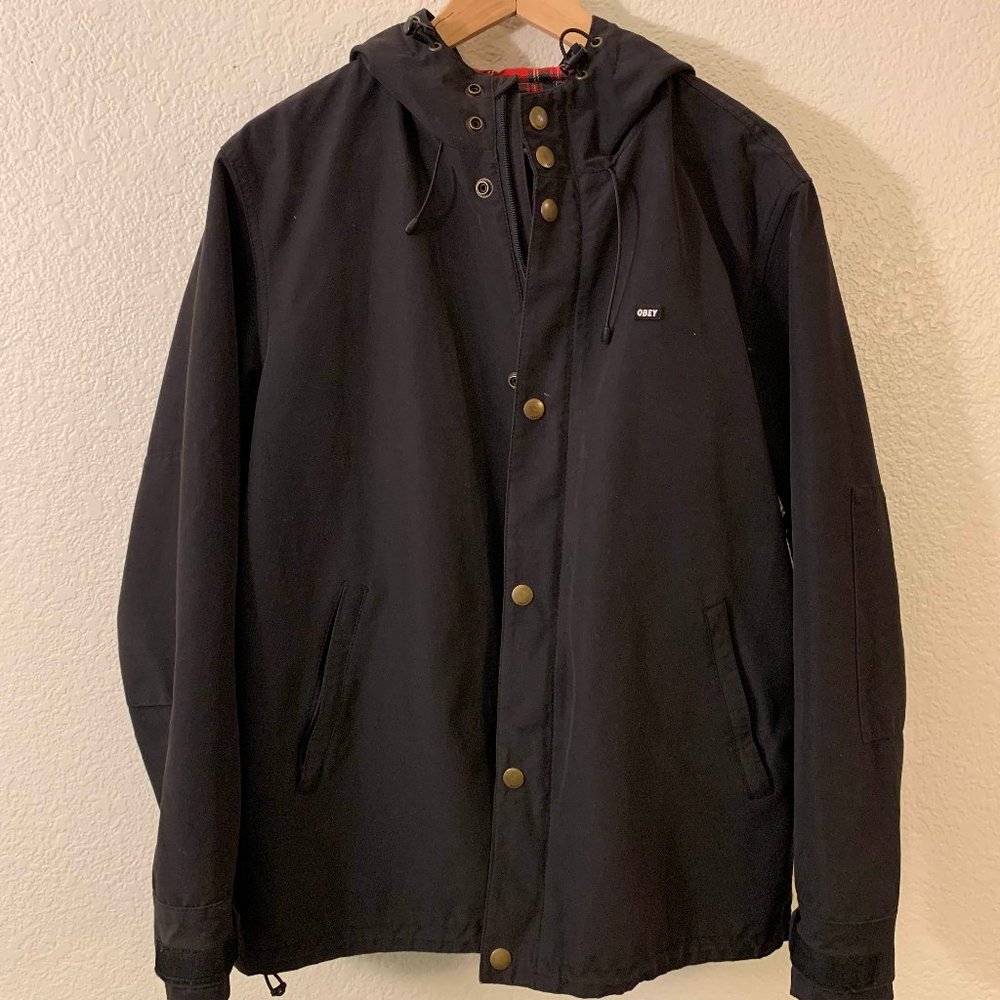 OBEY Zip Hoodie Vintage Black Large